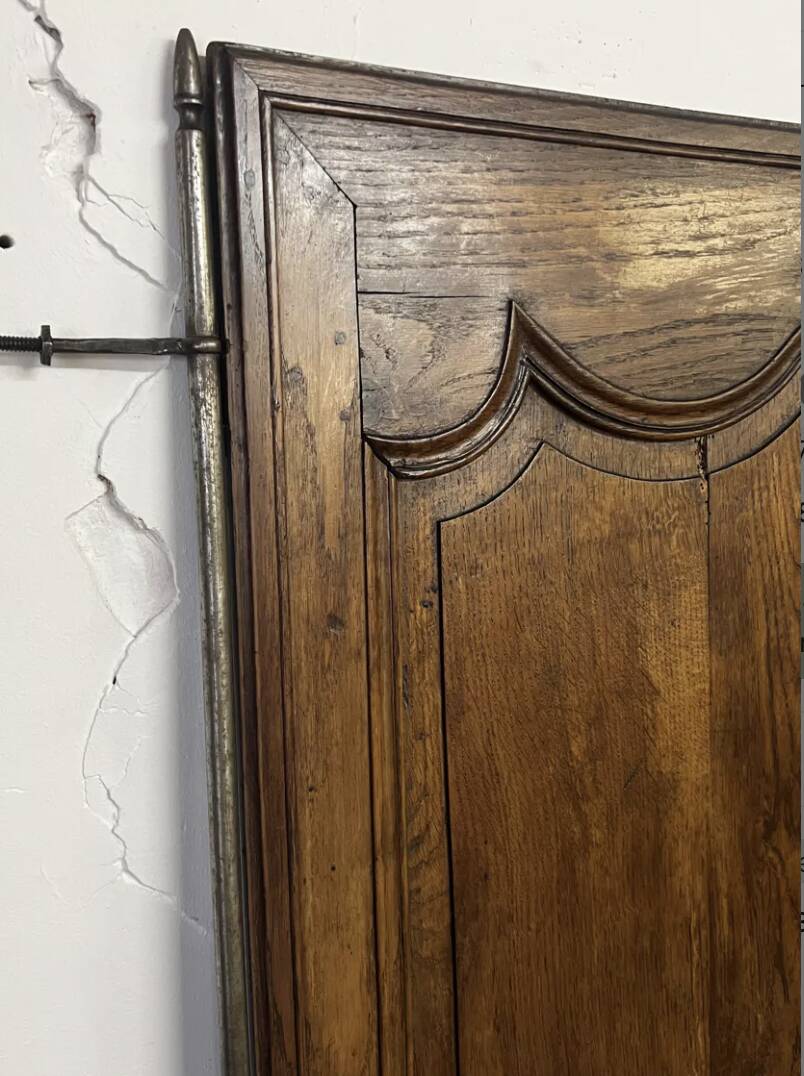 Pair of antique wardrobe doors and crosspiece