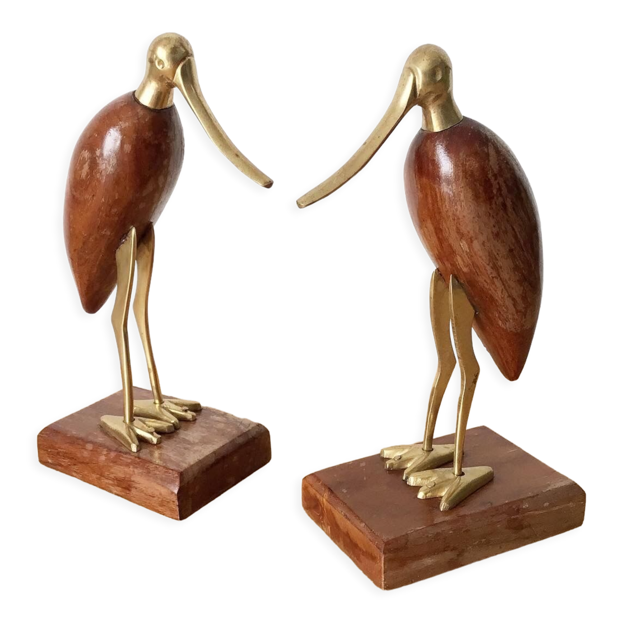 Vintage brass and rosewood birds