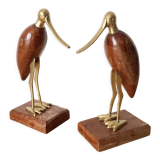 Vintage brass and rosewood birds