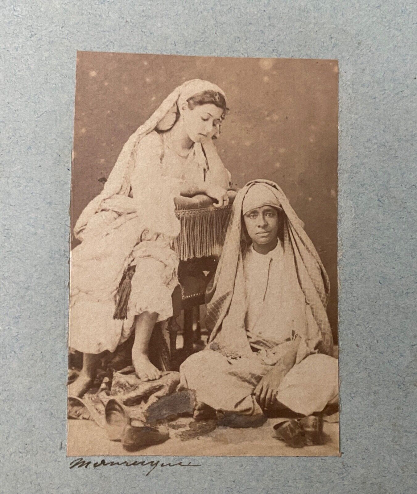 6 old photographs dancers chess players Kabyles grocery store