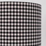 Lampe en faïence noire et abat-jour vichy