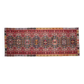 Tapis coureur vintage turc fait main en laine et coton rouge des années 1970 172x459