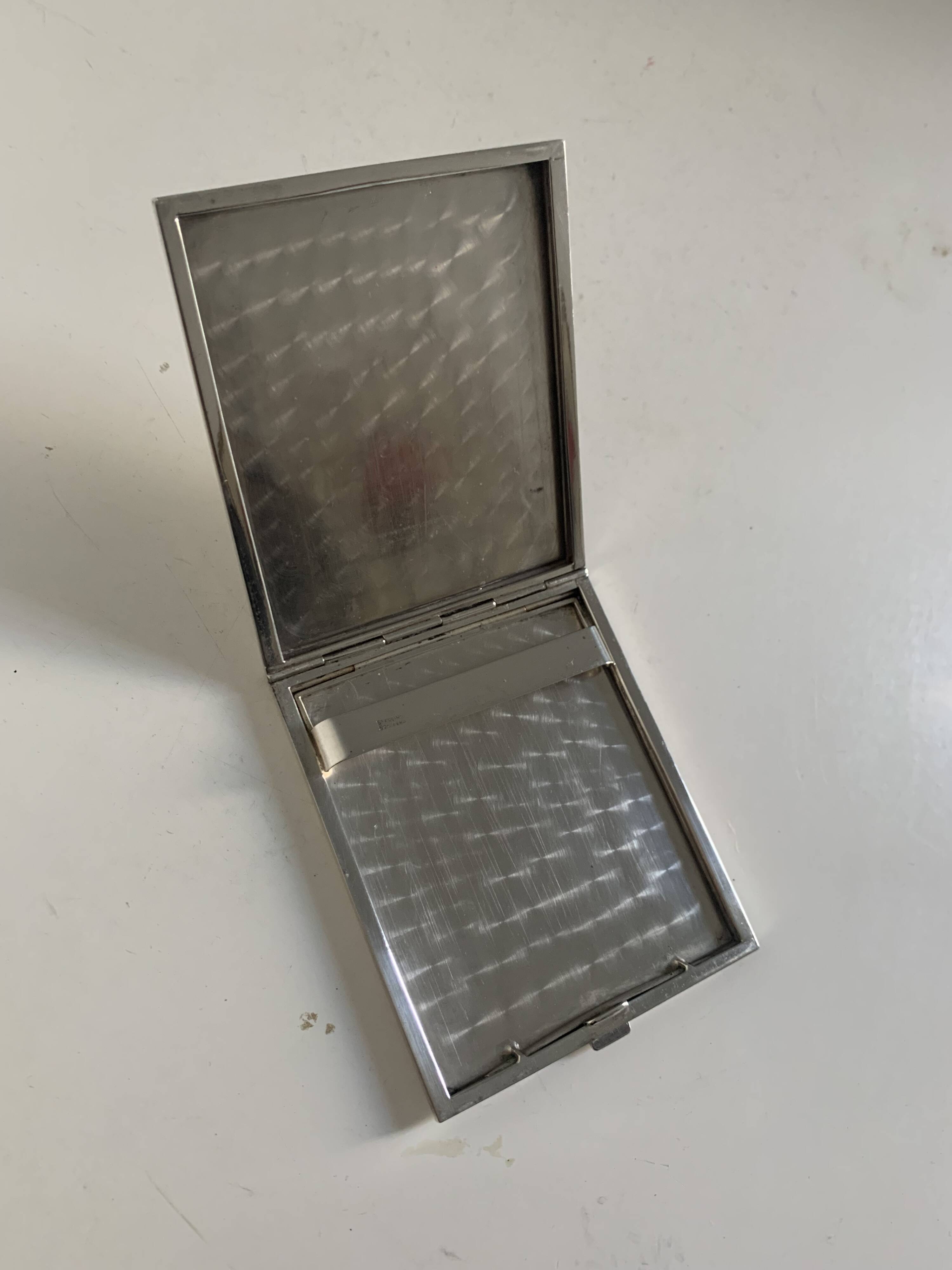 Vintage 1930 cigarette case Inca sterling silver 925 - 9.8 x 8.4 cm