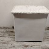 White rattan chest of drawers and bedside table