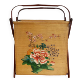 Travailleuse pliante paille de riz & bambou 1960