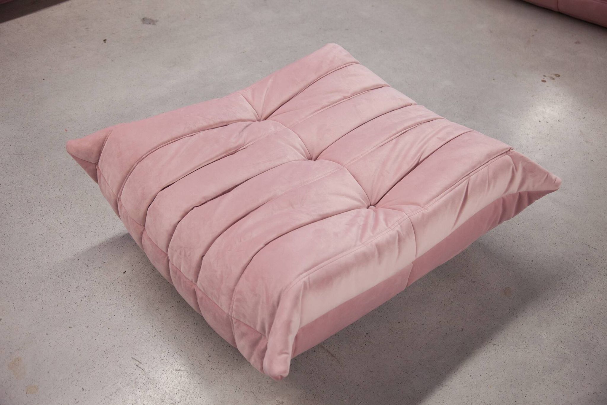 Togo Armchair and Pouf in Pearl Pink  Velvet