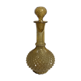 Carafe en verre moulé jaune forme géométrique bouchon