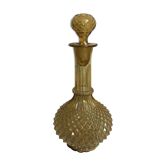 Old bottle decanter glass yellow geometric shape + Cap