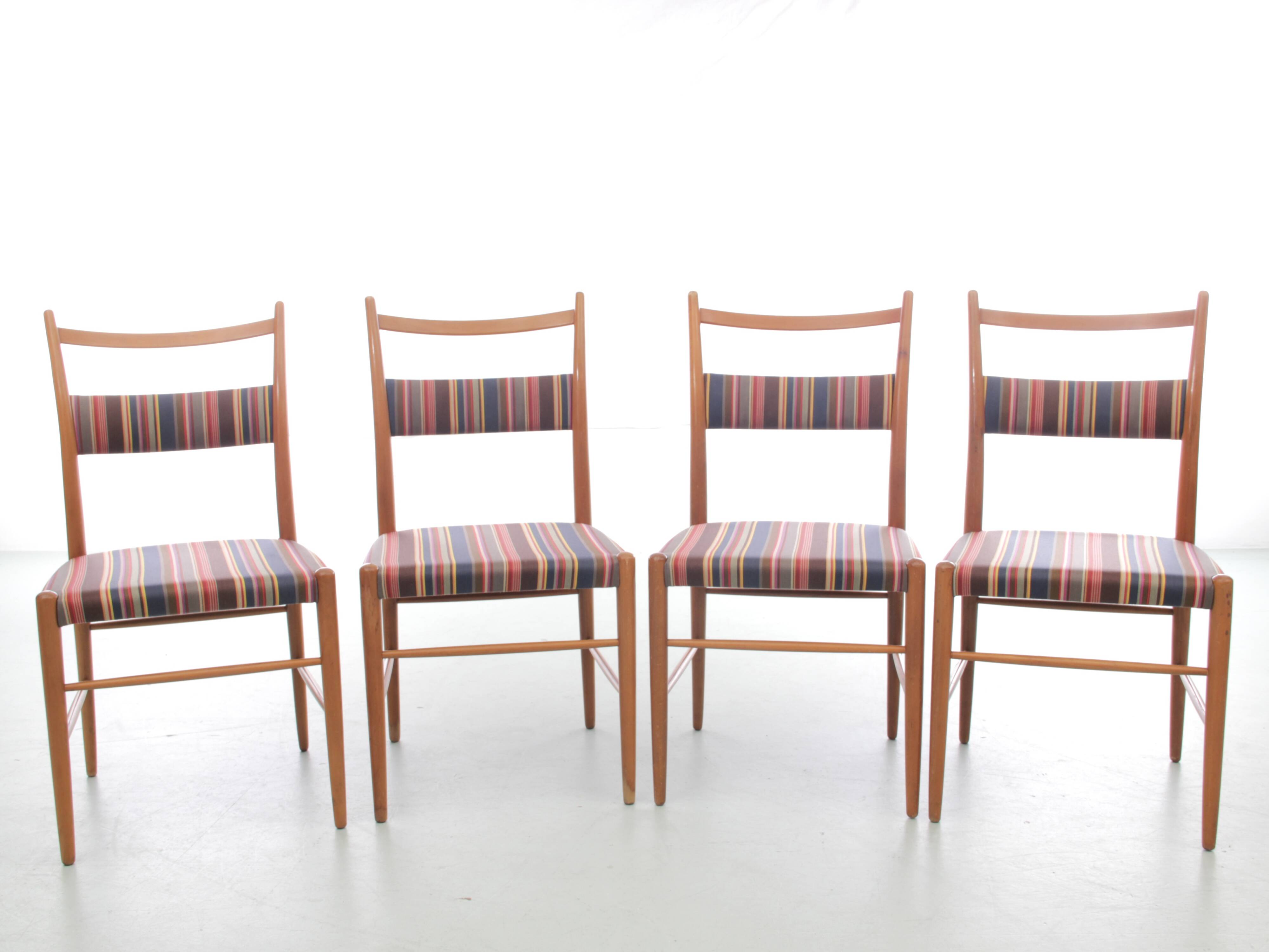 Set of 4 Scandinavian chairs by Yngve Ekstrom, Paul Smith fabric