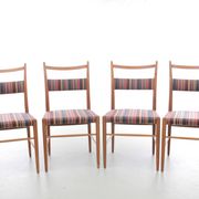 Suite de 4 chaises scandinave de Yngve Ekstrom, tissu Paul Smith
