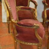 Fauteuils bergères en bois doré style louis xv  x 4