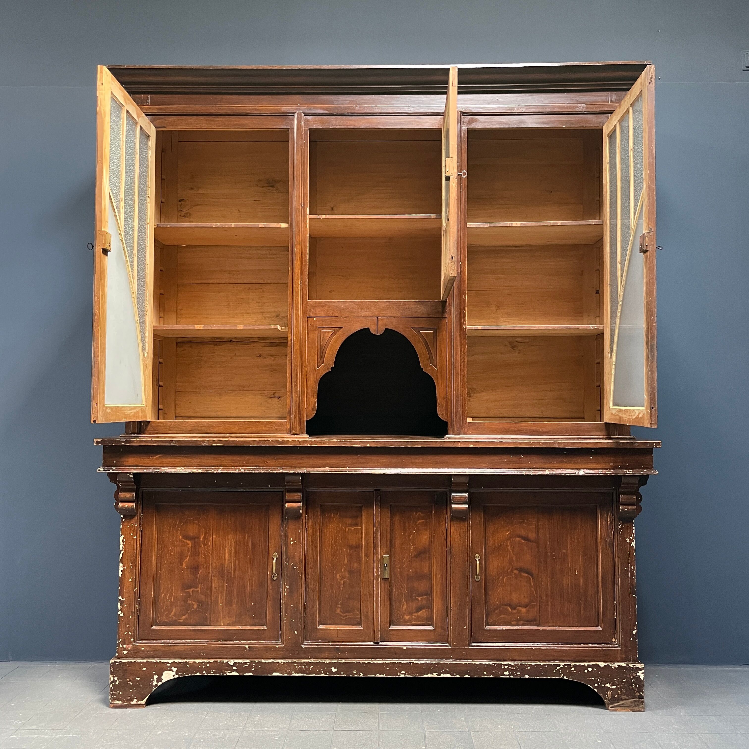 Large art deco cafe cabinet from Belgium, 1920s.