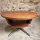 Vintage French Cherry Wood Coffee Table with Rotating Top - 1960s Round Shape on Iron Base Ø80cm