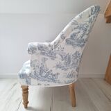 Blue toile de jouy toad armchair