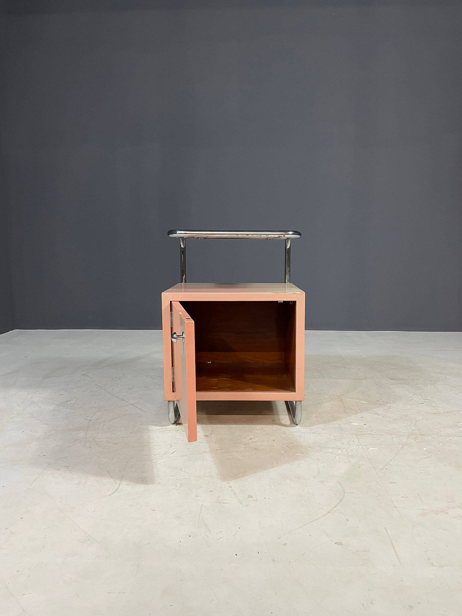 Kovona Bauhaus style bedside table, 1950s, Czechoslovakia