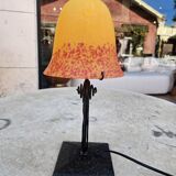 Antique art deco metal and glass lamp