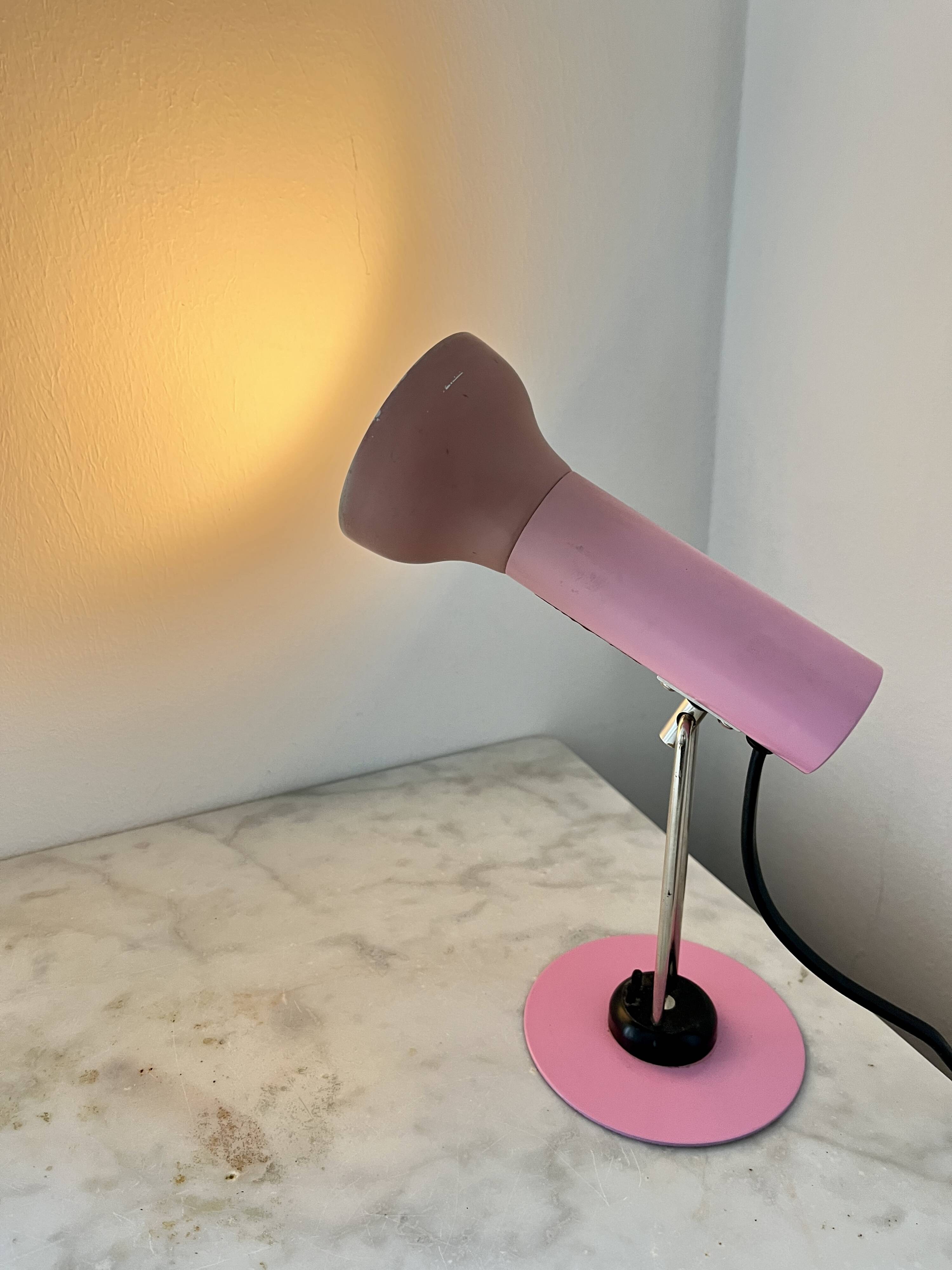 Vintage Varialux 3141 Pink Wall Table Adjustable Lamp, Industrial, GDR, 80s
