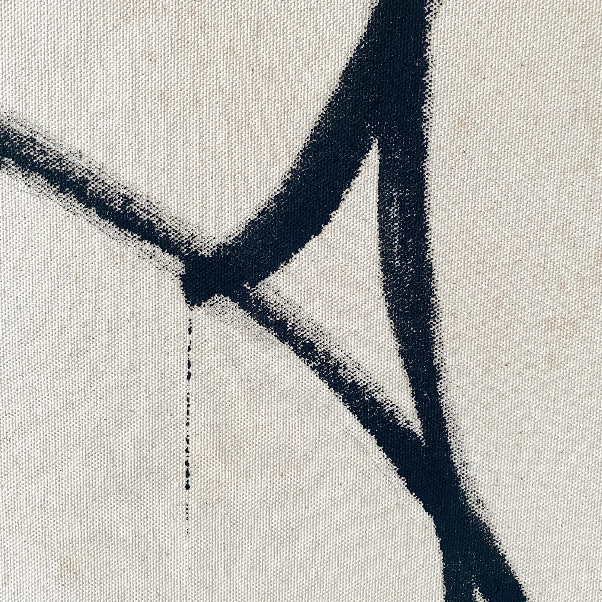Female painting on unprimed canvas