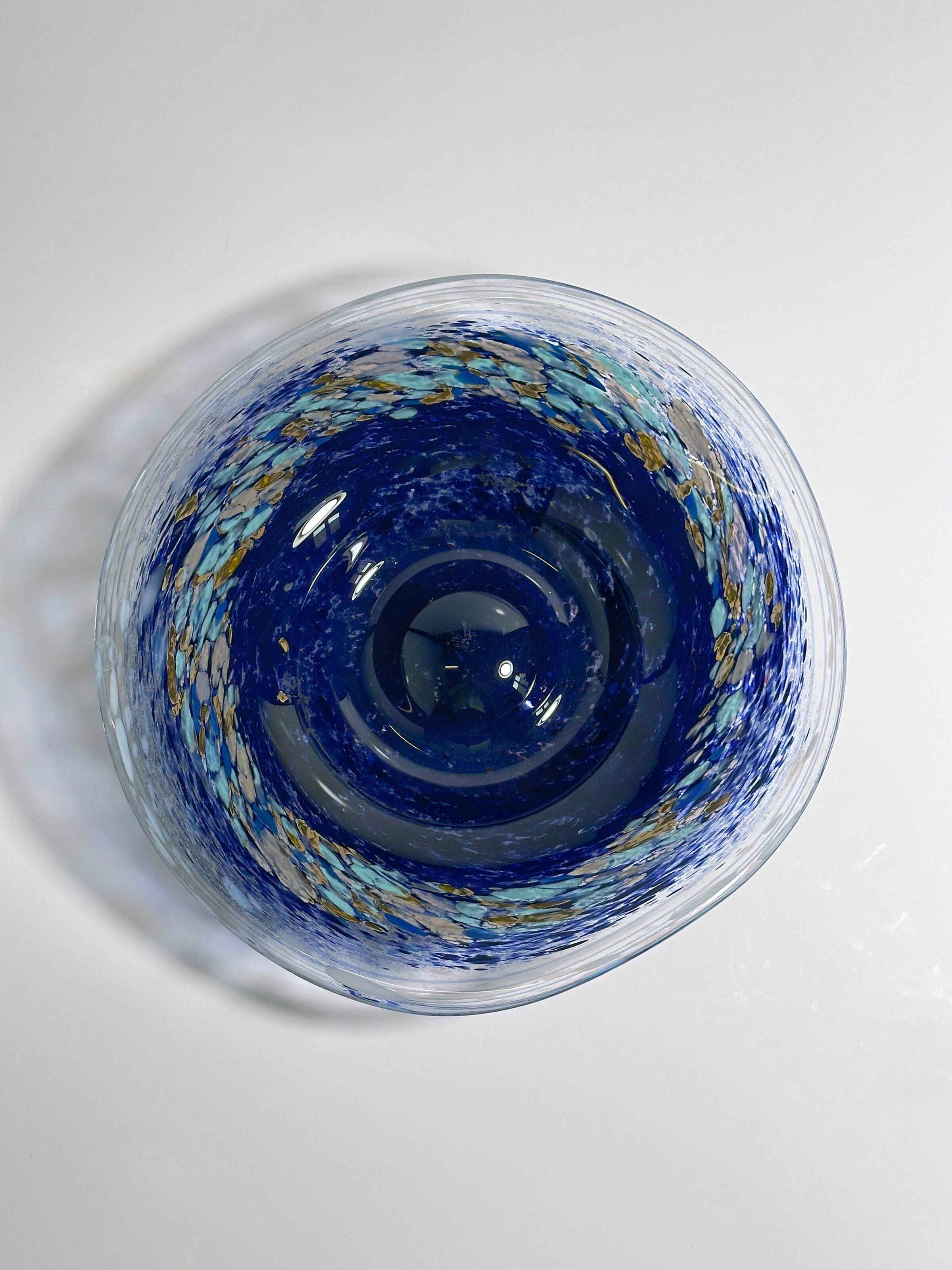 Bohemian fruit bowl glass 1980s space swirl