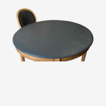 Table en bois massif relookée et ses 3 rallonges