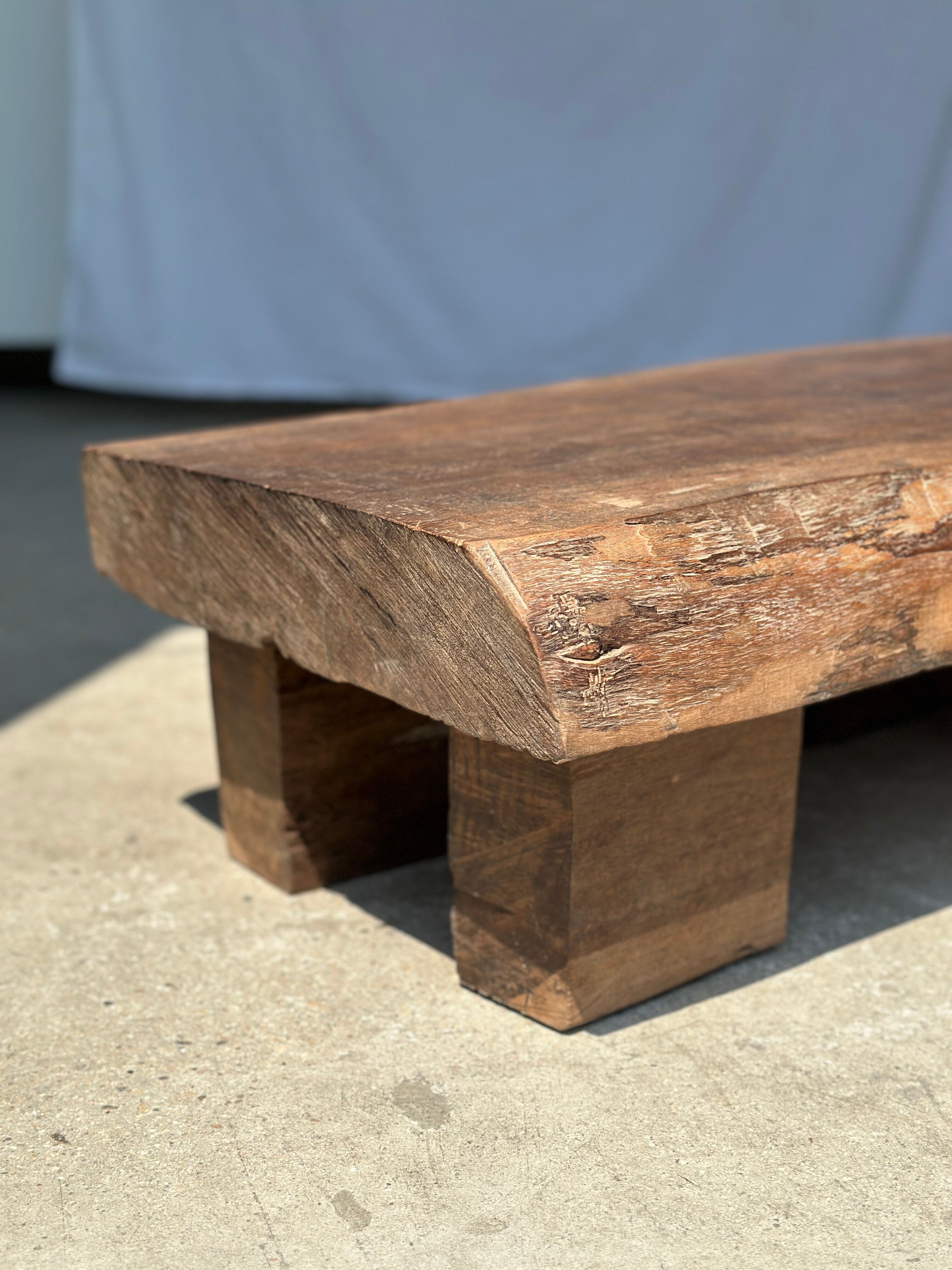 Asian solid wood quadripod brutalist coffee table H30 L81 l42