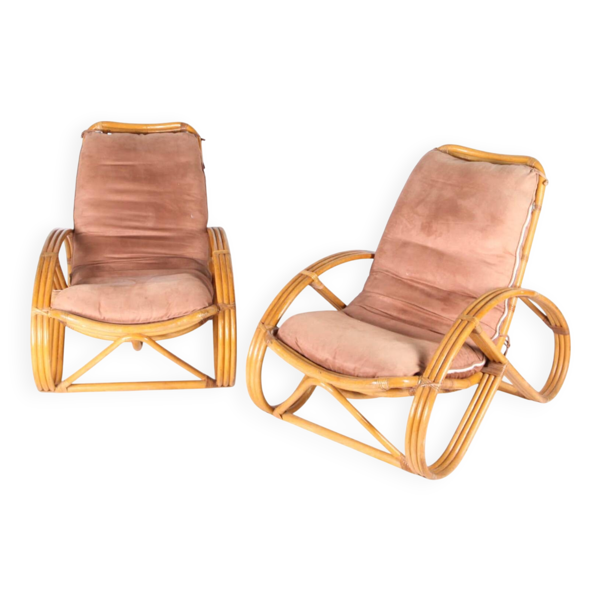 Pair of "Pretzel" rattan armchairs
