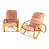 Pair of rattan armchairs "Bretzel"