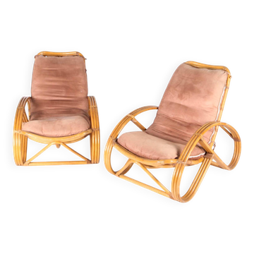 Pair of rattan armchairs "Bretzel"