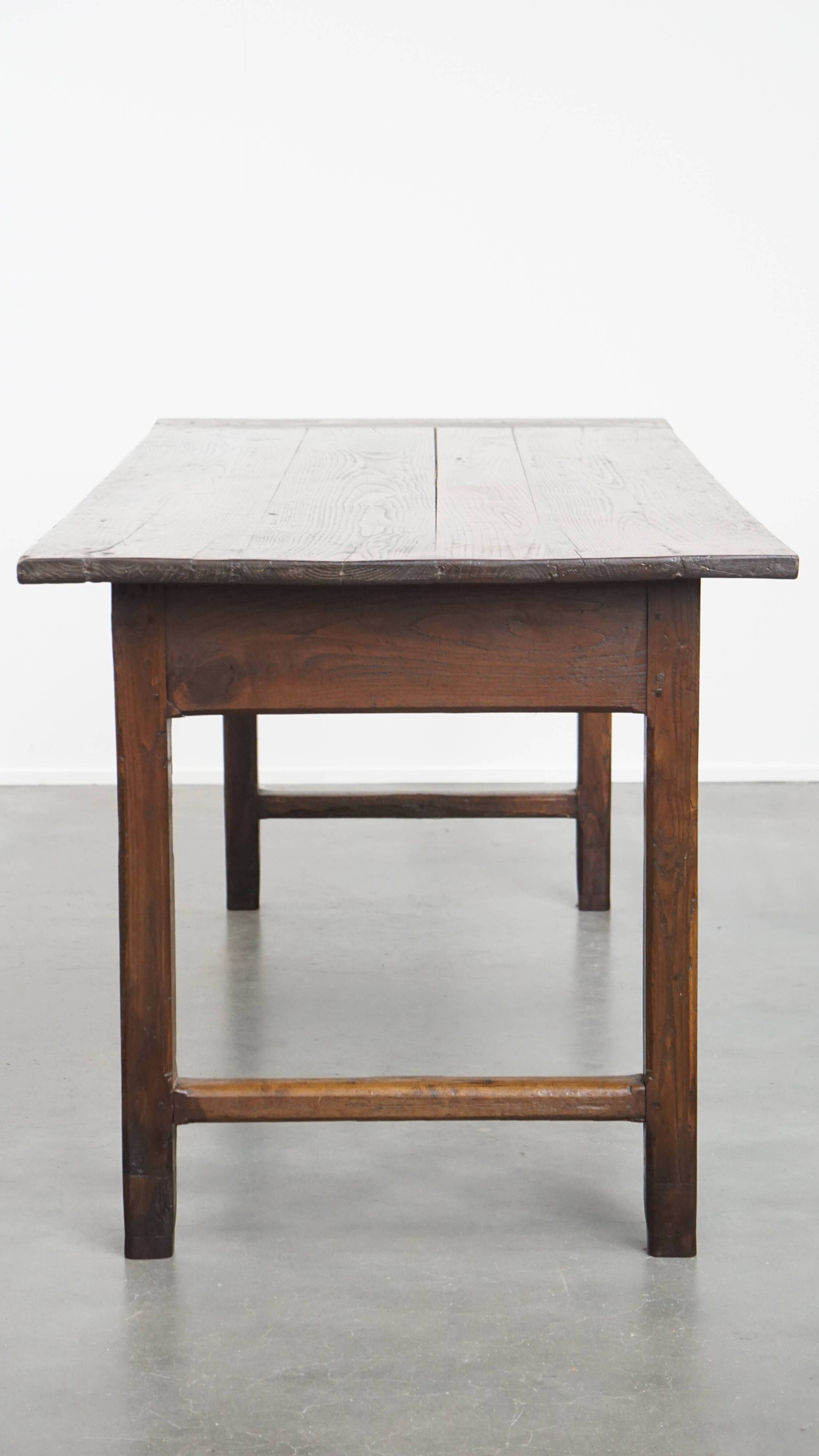 Antique French Country Chestnut Dining Table, Early 19th Century