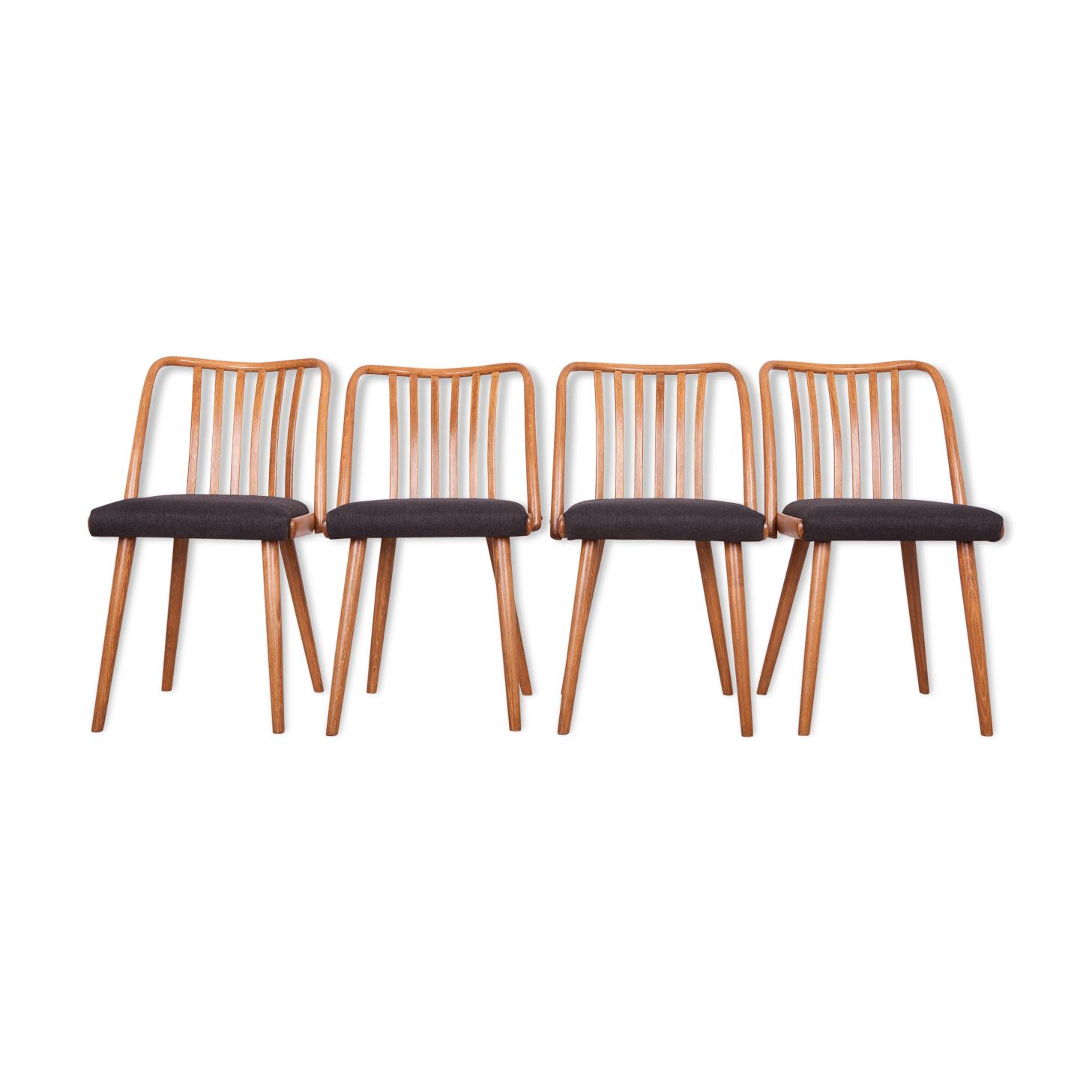 Black Dining Chairs by Antonin Suman for Ton, 1960s, Set of 4