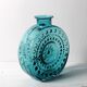 Vintage Teal Blue Glass Vase: Mid-Century Modern Sunburst Design / 1969