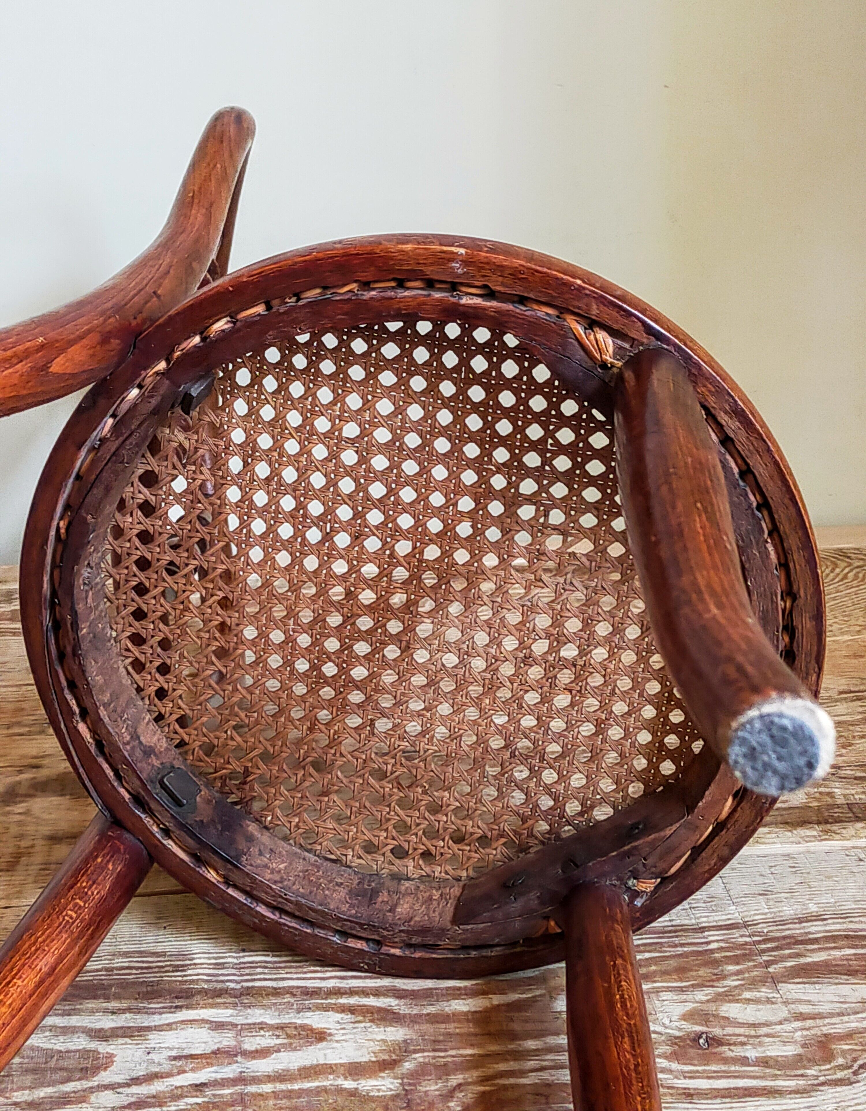 Children's chair in curved round wood old year