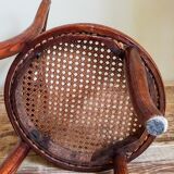 Chaise enfant en bois rond courbé cannée ancienne