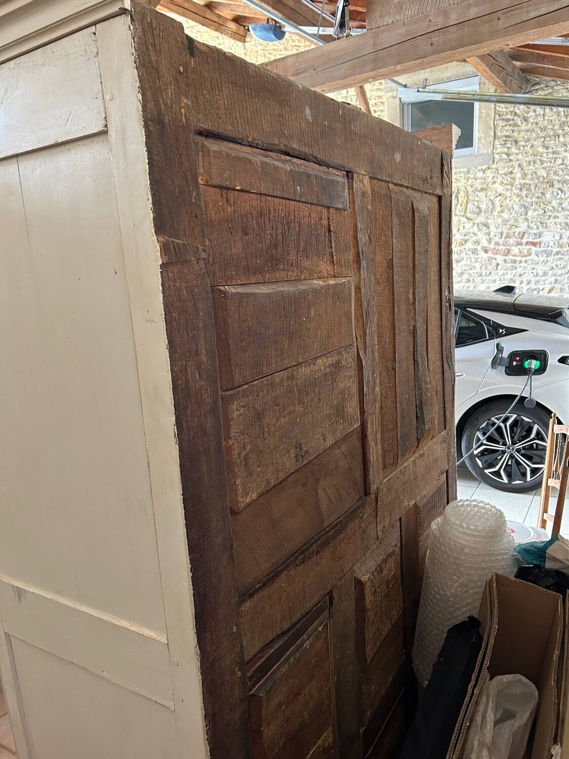 Old white patinated cabinet