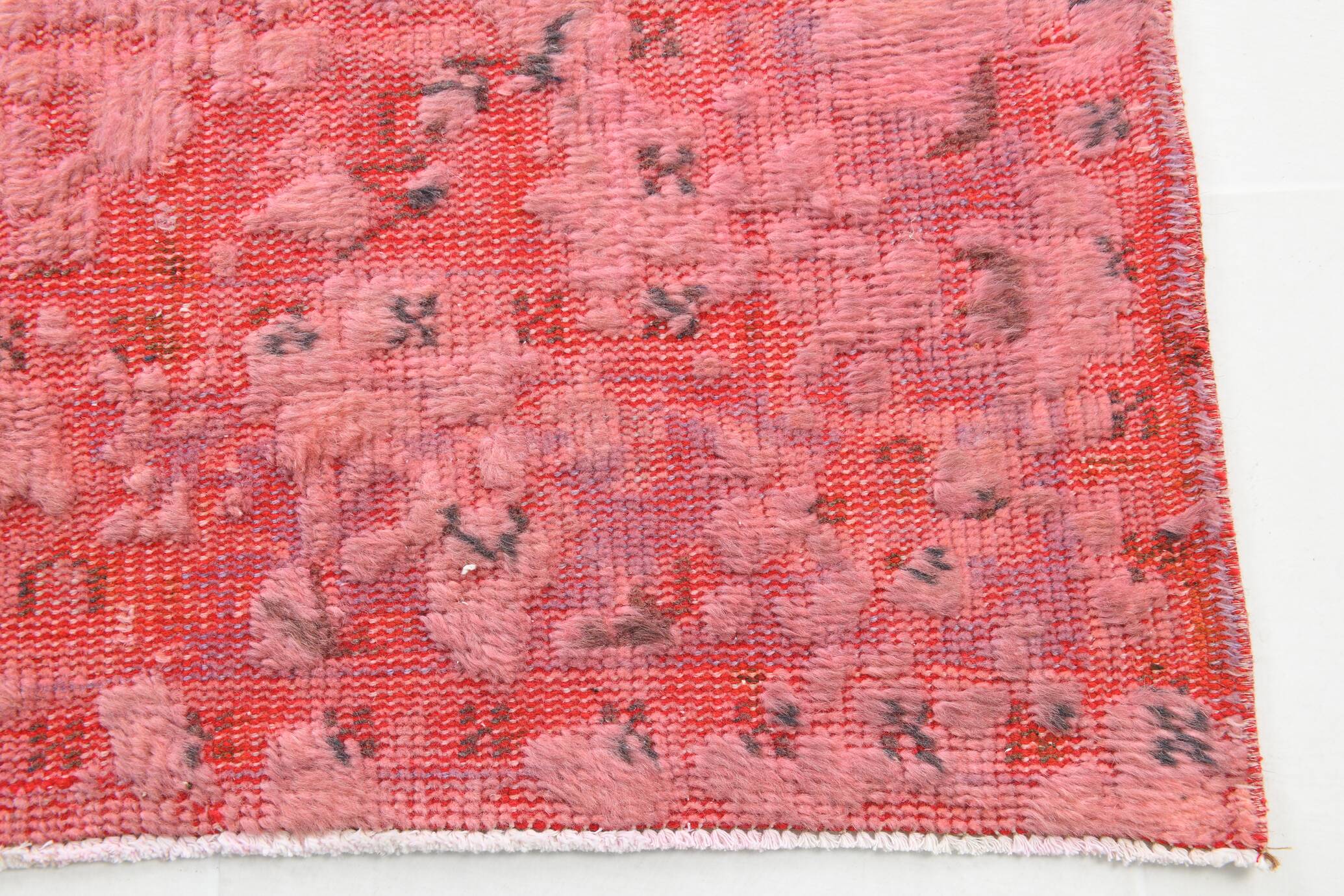 7x11 Vintage Coral Red Handmade Wool Vintage Rug, Living Room Rug,195x319cm