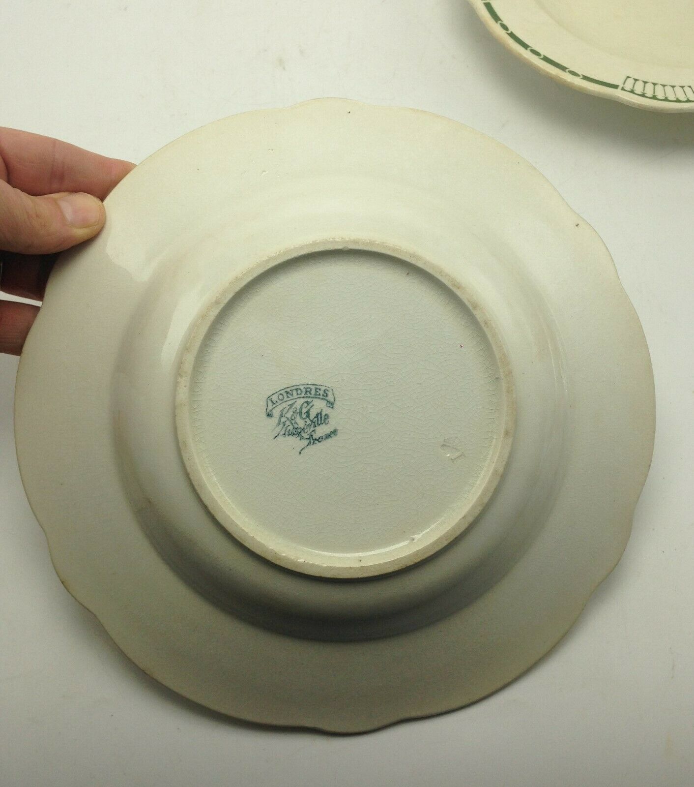 Pair of old hollow plates in Moonville model London earthenware