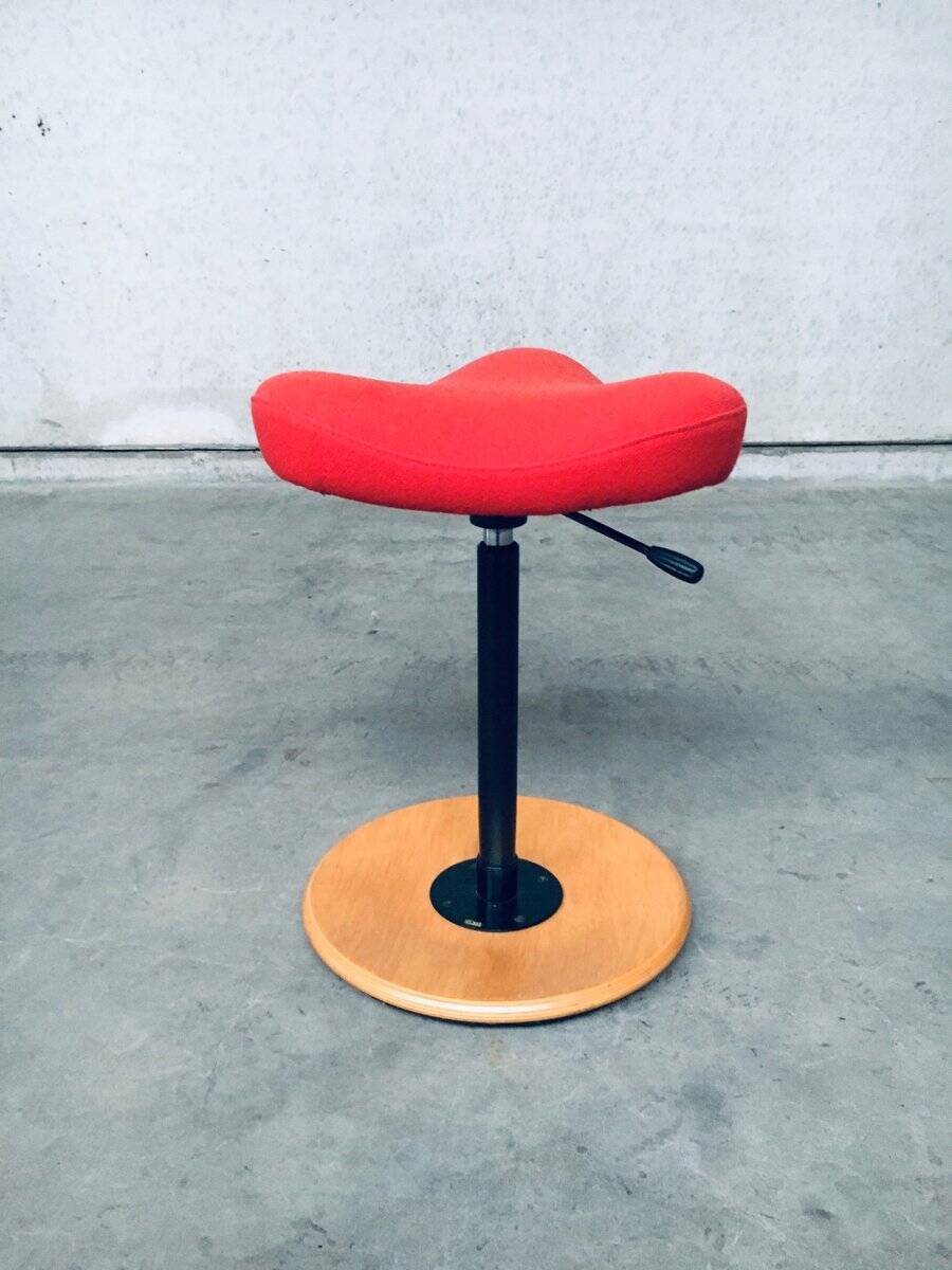 Scandinavian Ergonomic Design Writing Desk and Stool from Stokke, 1980s, Set of 3