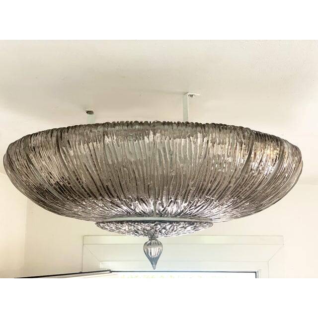 Contemporary Fume' "Brindle" Murano Glass Flush Mount in Venini Style