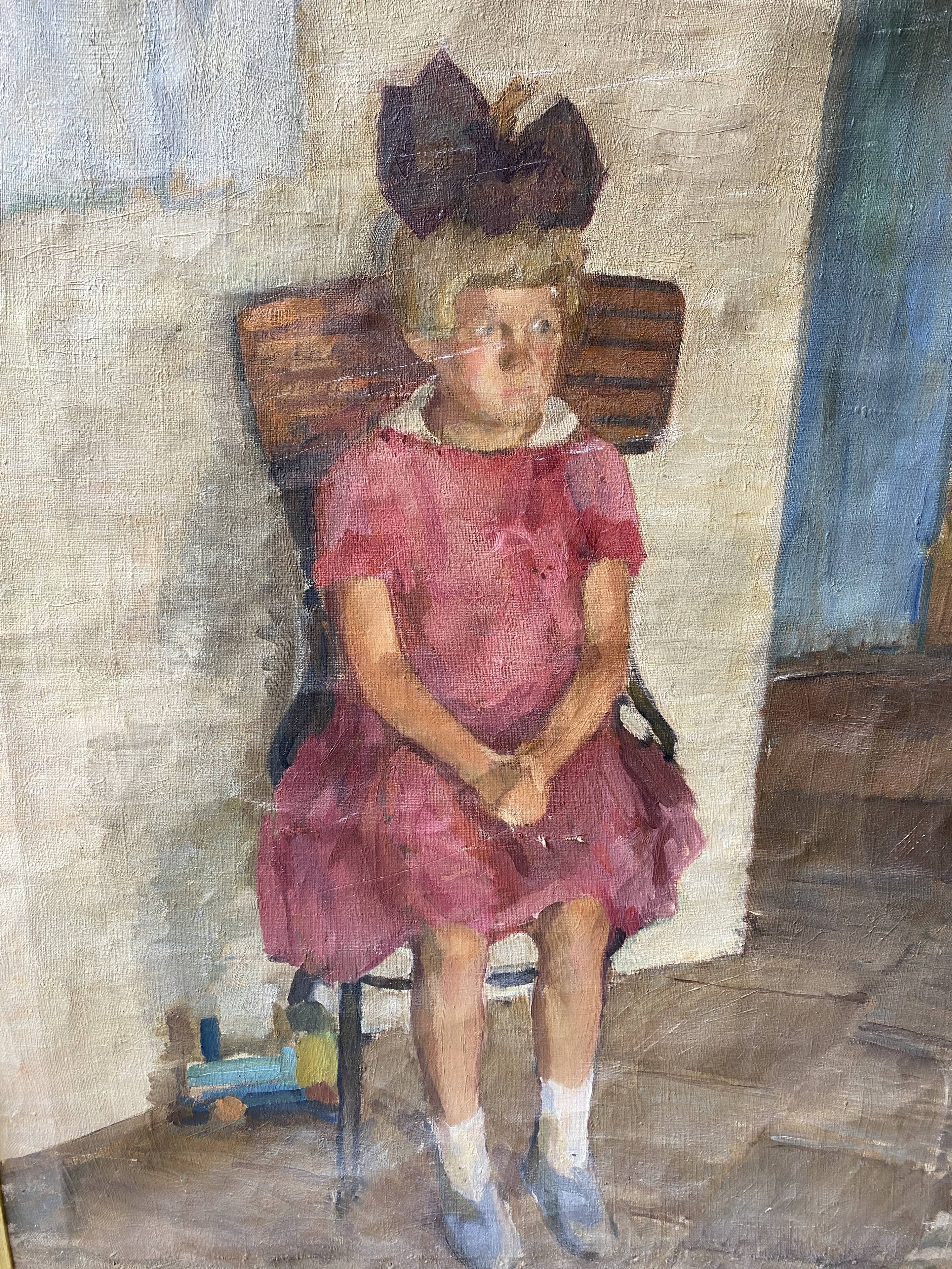 École russe XX siècle fillette assise