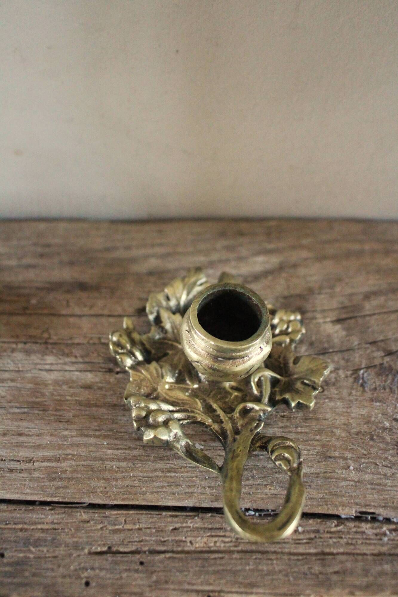 Cellar rat brass candle holder vine leaf grapes