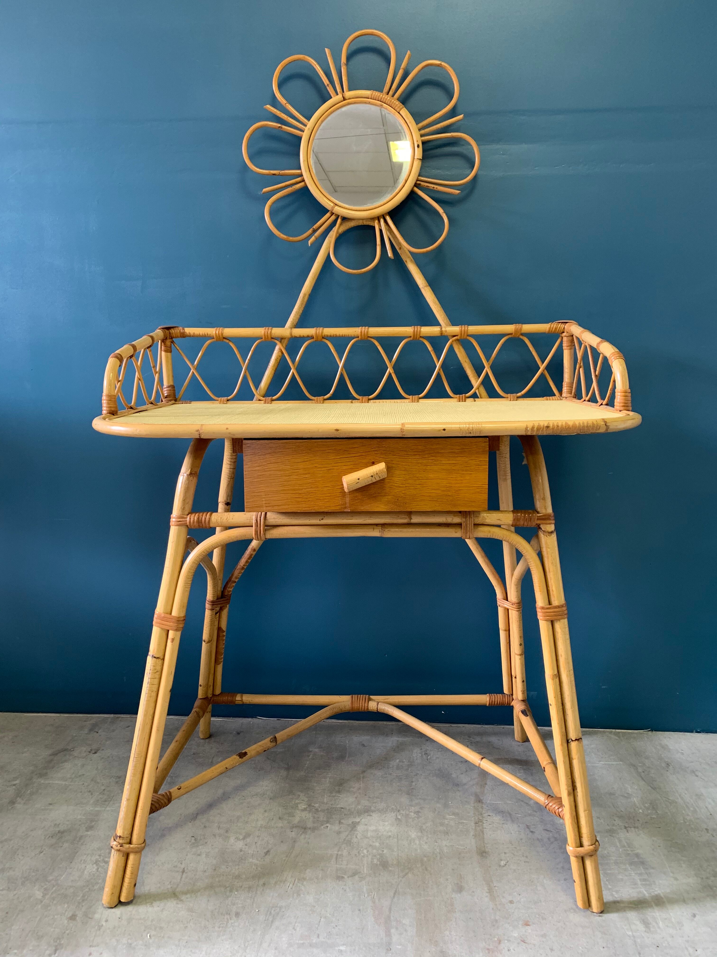 Rattan hairdresser and vintage wicker