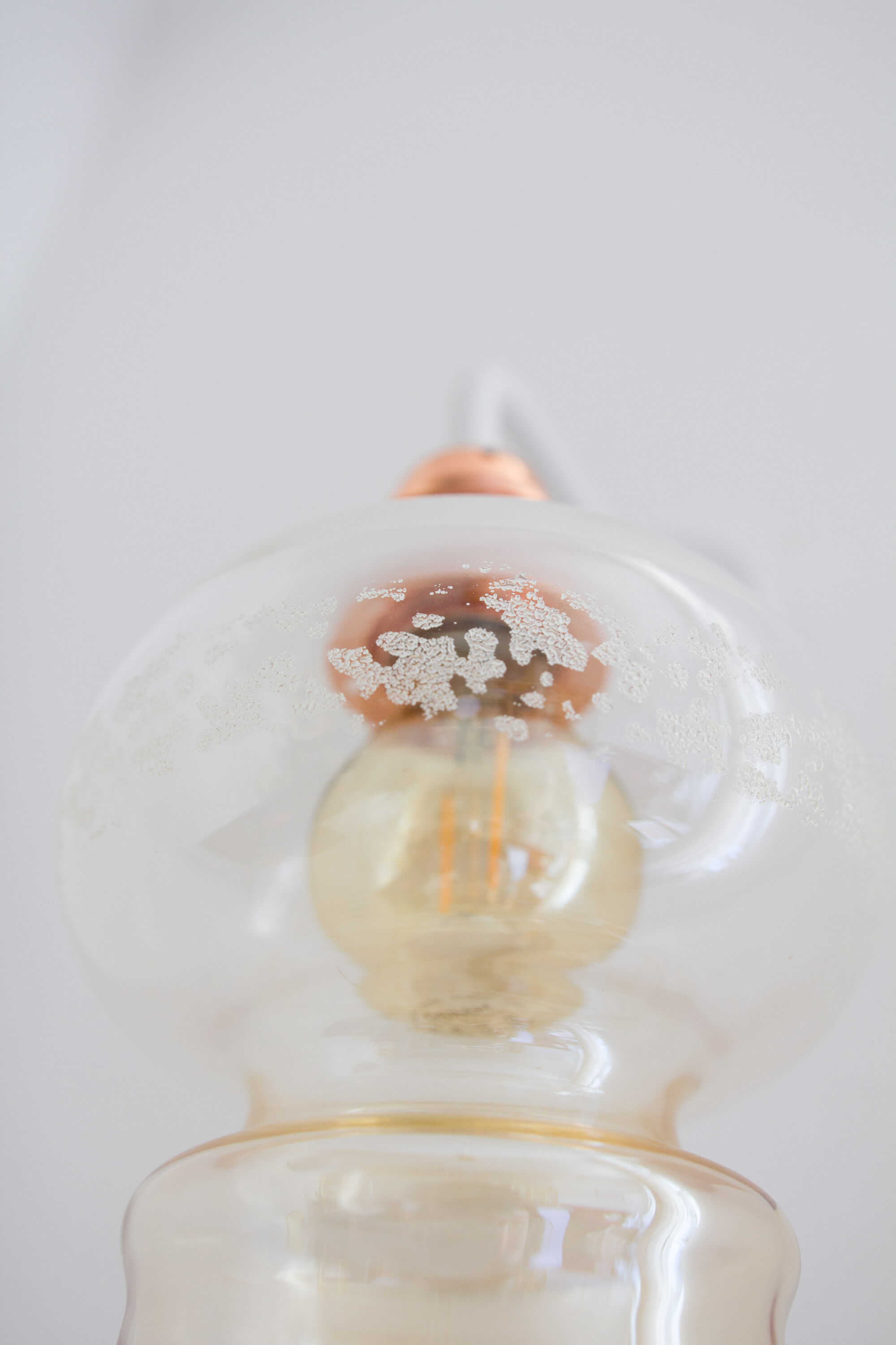 Pair of Yugochic wall vintage lamps upcycled from mid-century glass lampshades