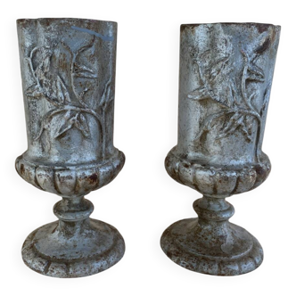 Pair of antique cast iron vases