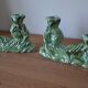 Pair of iridescent green ceramic Art Deco candlesticks