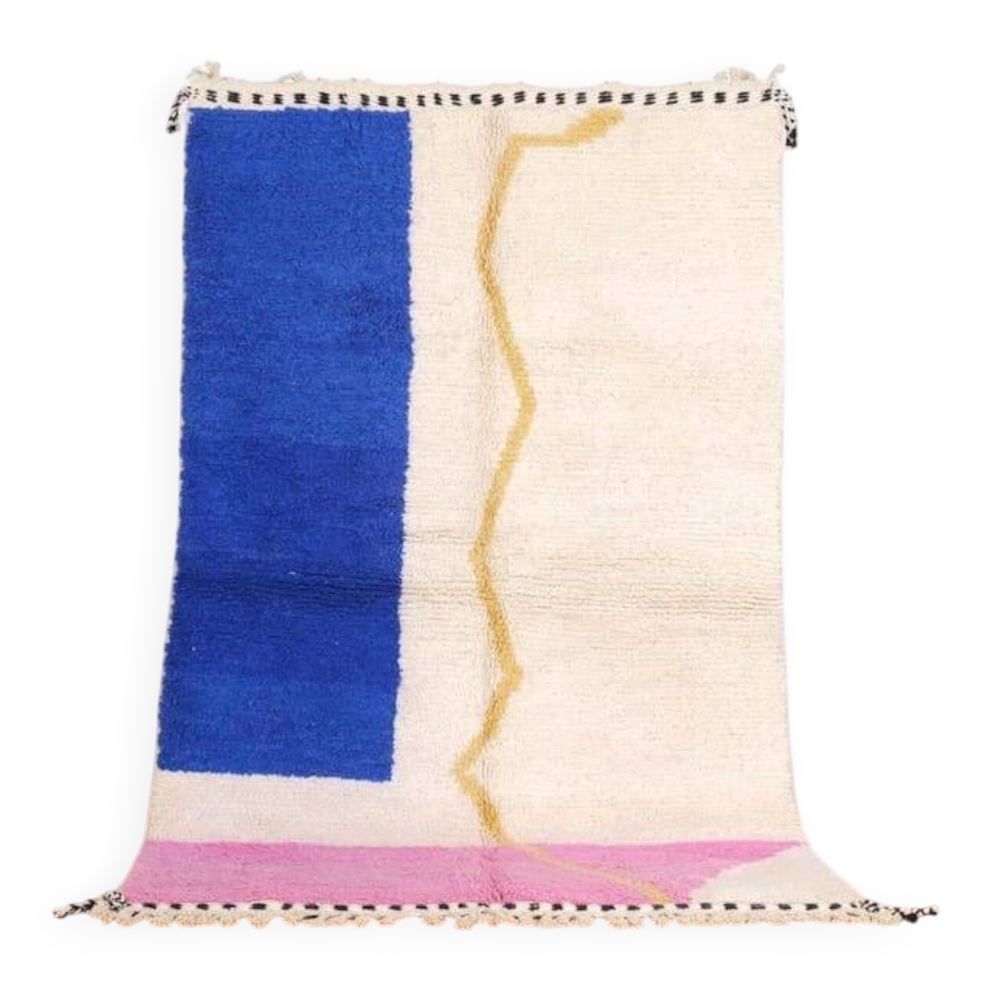 Large handmade traditional Berber rug in natural wool, size 3/4m.