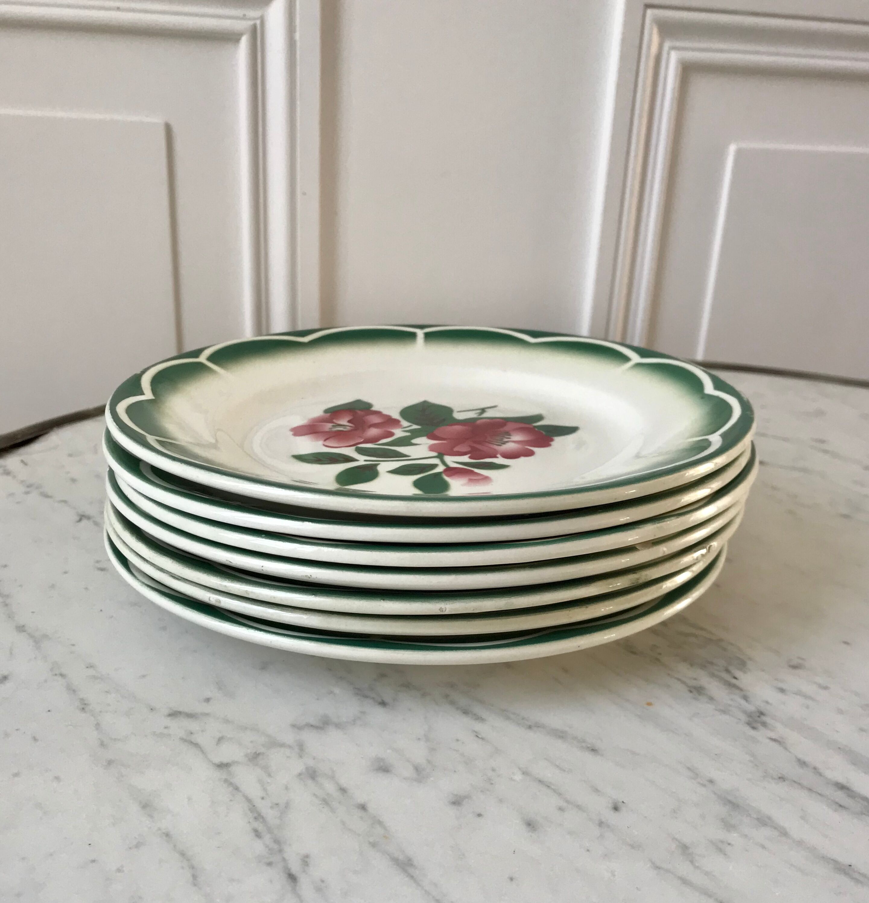 Set of 6 dessert plates Digoin Sarreguemines model "Mireille" years 30-40