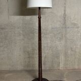 Charles Dudouyt style turned oak wood floor lamp 1940