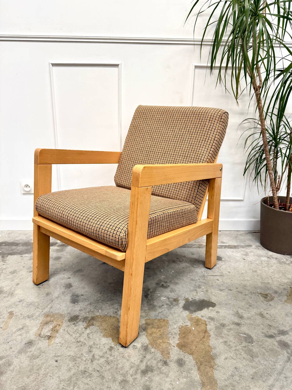 Scandinavian houndstooth armchair