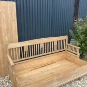 Large Scandinavian wooden storage bench