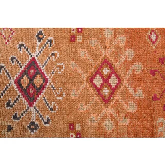 Tapis coureur vintage en laine et coton turc noué à la main orange 82x382